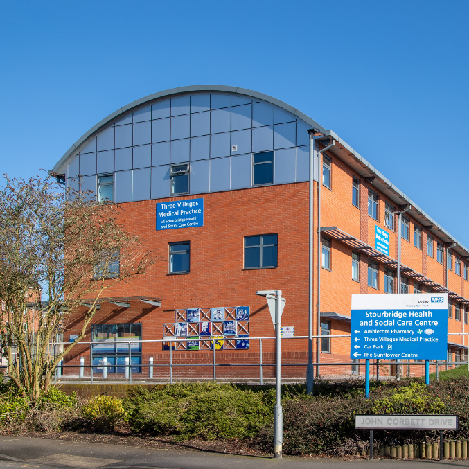 Outside of a GP practice in Stourbridge